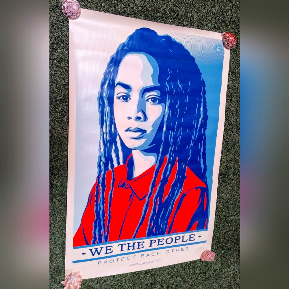 Vintage Shepard Fairey Print on Vinyl Canvas We The People Pop Art Poster